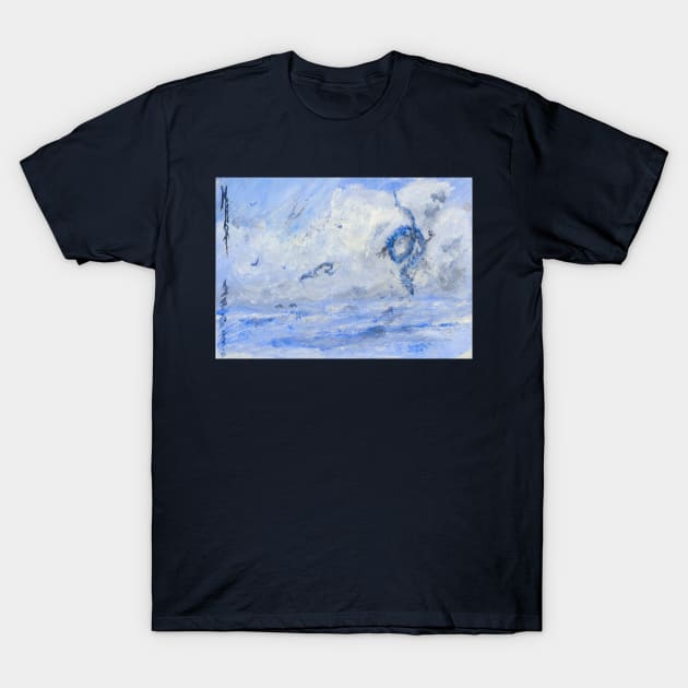 Blue Sky, Blue Dragons. T-Shirt by MooreMythos